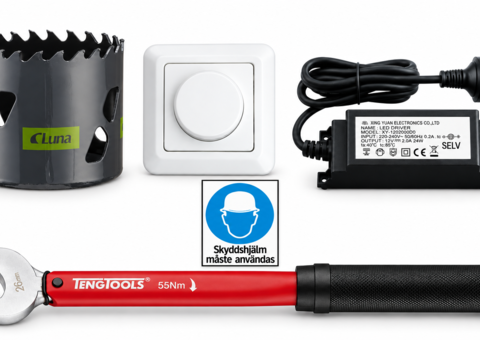 Tools, electrical materials and signs for construction and workshops