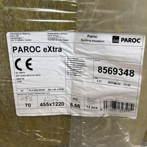 1581692-2 PAROC eXtra 70x455x1220, tot ca 26 kvm