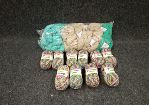 Assortment of yarn balls in different colors
