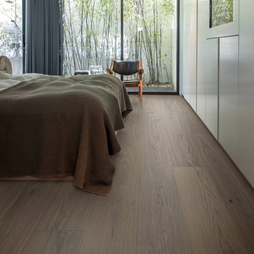 1584729-1 Oak floor Woodura, Mineral Grey, 87 sq m, matt varnish, Klickgolv 5G-Dry