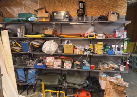 Various assembly materials, building accessories and equipment including shelves