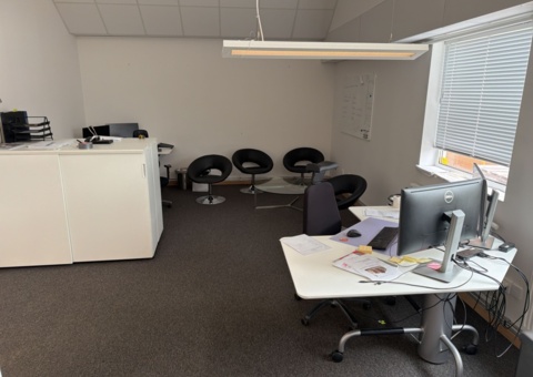 Office workstations with various office furniture