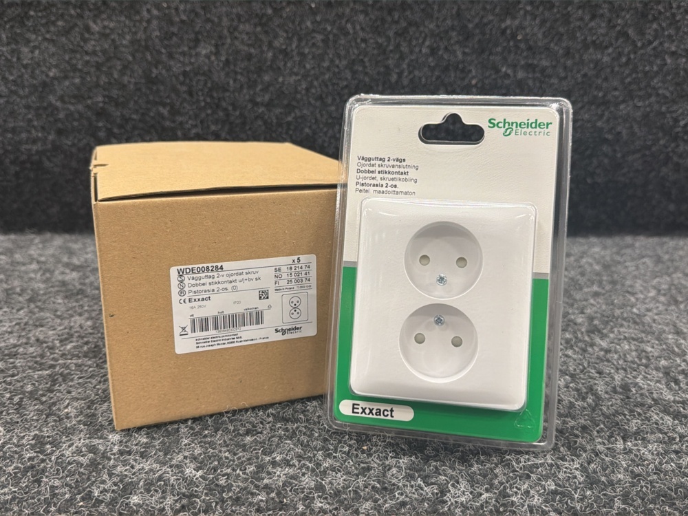 1584858-1 5 pcs Wall socket 2-way ungrounded screw connection, Schneider Electric