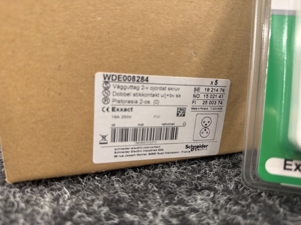1584861-2 3 pcs Wall socket 2-way ungrounded screw connection, Schneider Electric