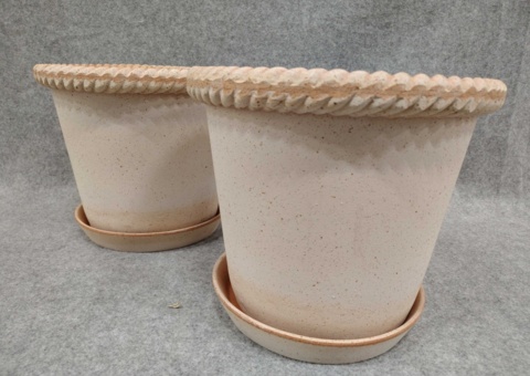 Pots with saucers, 2 pcs - Bergs Potter Emilia, pink, Ø35 cm