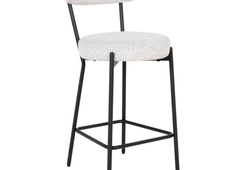 Bar stools, 2 pcs - House Nordic Badalona, white bouclé, black legs