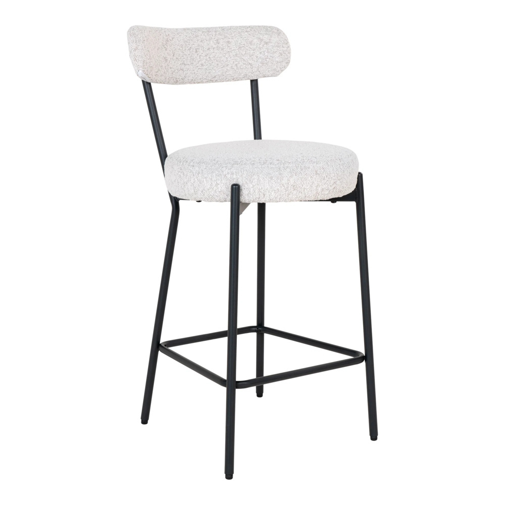 1584871-1 Bar stools, 2 pcs - House Nordic Badalona, white bouclé, black legs