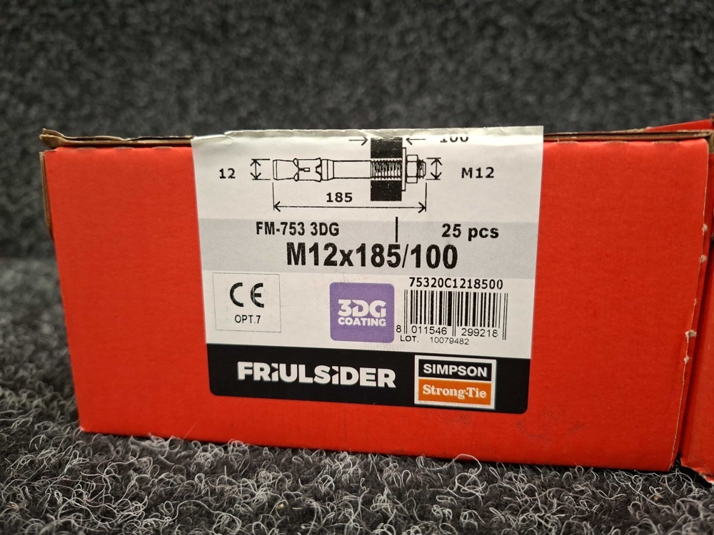 1581627-2 75 anchor bolts M12x185/100, Simpson Strong-Tie