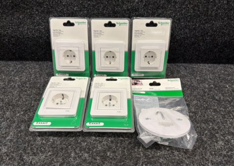 Lamp socket DCL ceiling & 5 pcs Wall socket 1-way grounded, Schneider Electric