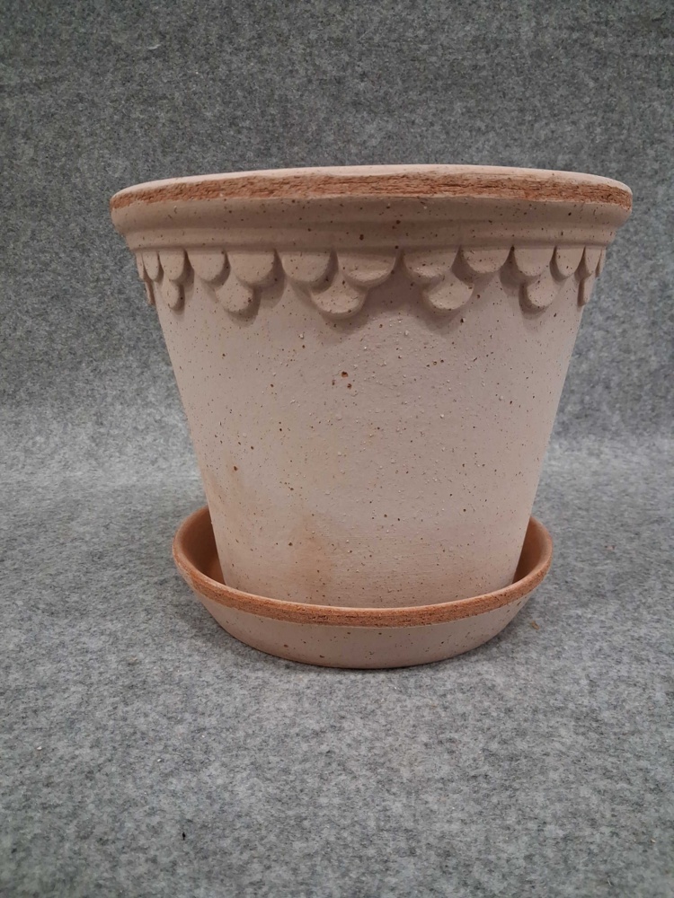 1584886-1 Pots with saucers, 2 pcs - Bergs Potter Københavner, pink, Ø25 cm
