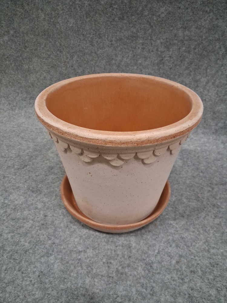 1584886-2 Pots with saucers, 2 pcs - Bergs Potter Københavner, pink, Ø25 cm