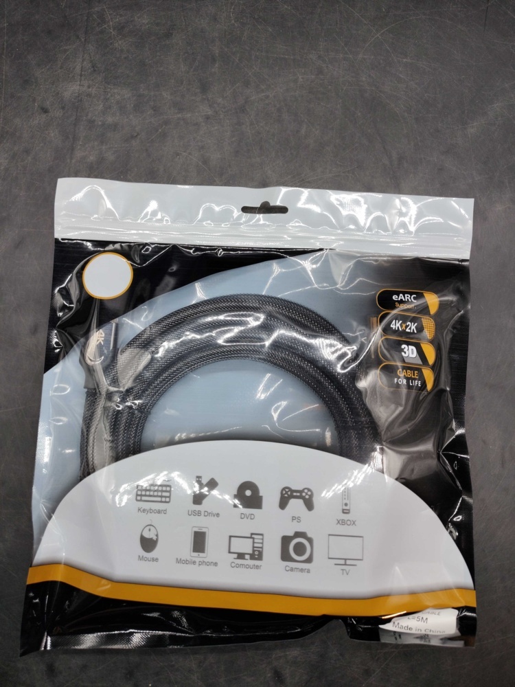 1582421-1 HDMI cables, 30 pcs - 5 m, 4K, braided cable jacket