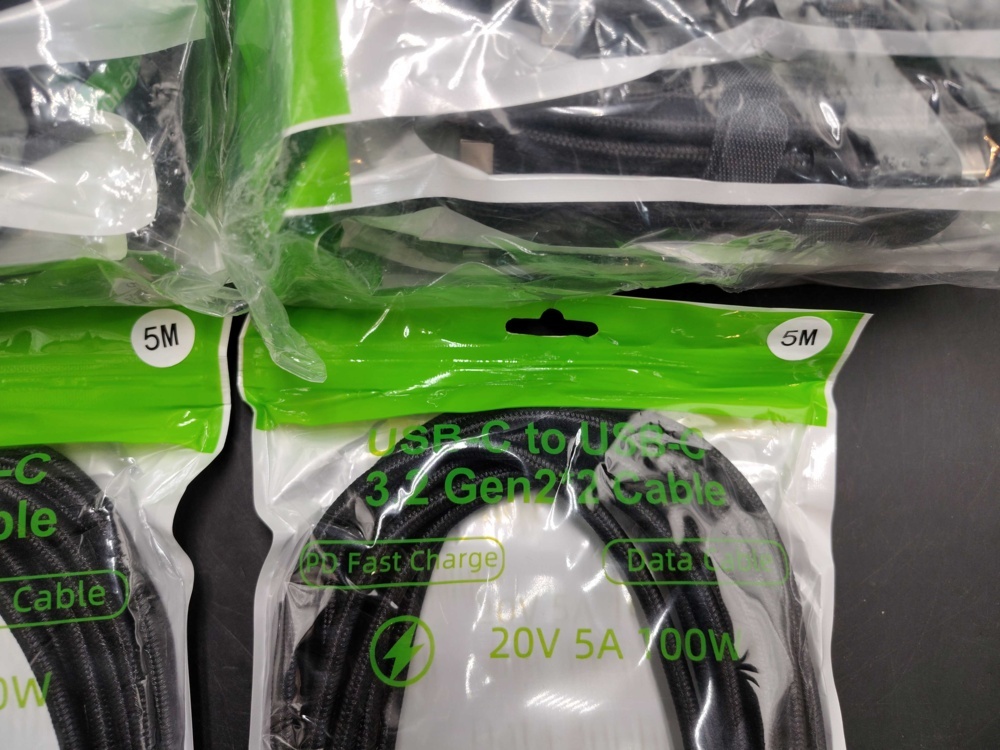 1582432-2 USB-C cables, 22 pcs - USB-C to USB-C, 5 m, 100 W
