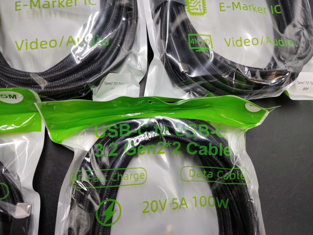 1582434-2 USB-C cables, 15 pcs - USB-C to USB-C, 5 m, 100 W