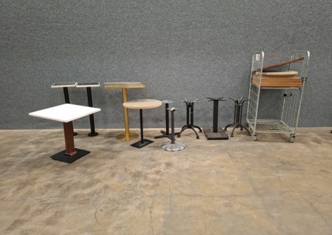 Assortment of table tops and stands