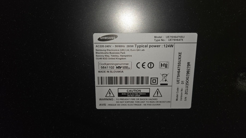 1563463-2 TV - Samsung UE75H6475SU