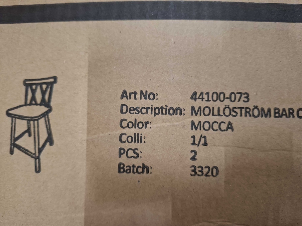 1584891-2 Bar chairs, 2 pcs - Mollöström, mocha, cross back