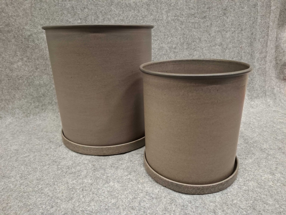 1584892-1 Plant pots with saucers - DBKD Plant Pot Large, brown, two sizes
