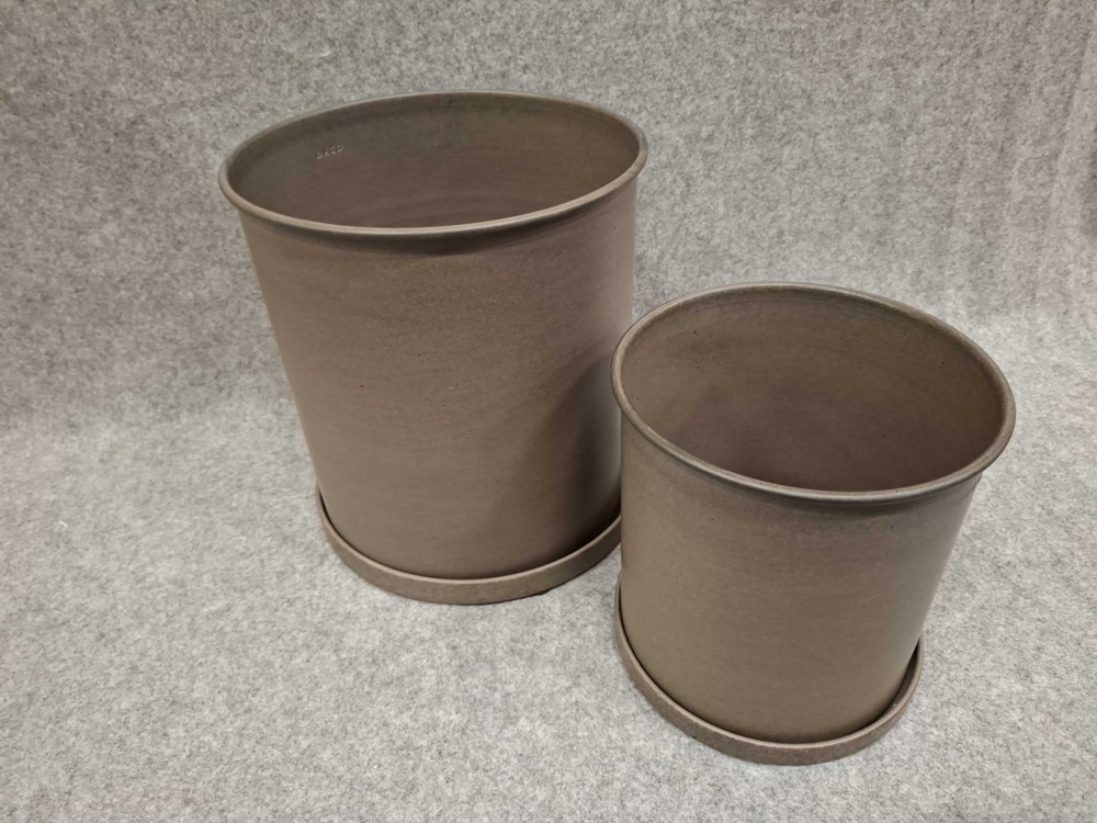1584892-2 Plant pots with saucers - DBKD Plant Pot Large, brown, two sizes