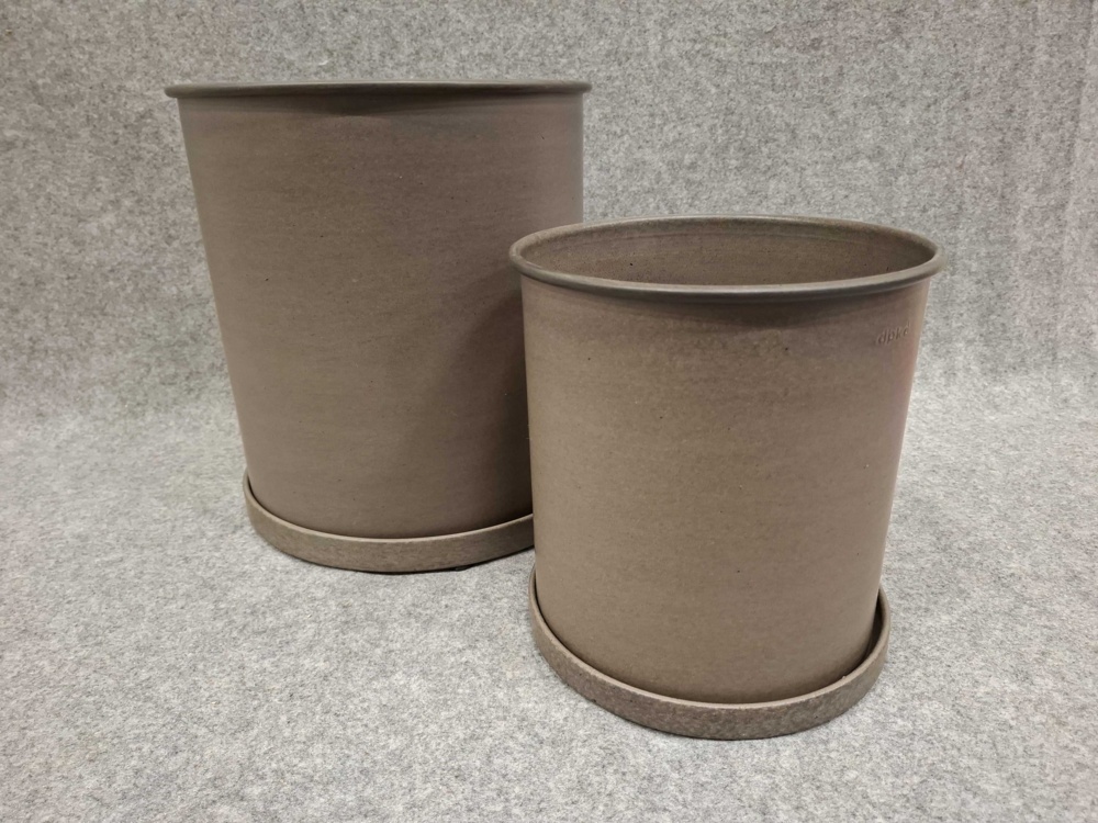 1584893-1 Plant pots with saucers - DBKD Plant Pot Large, brown, two sizes