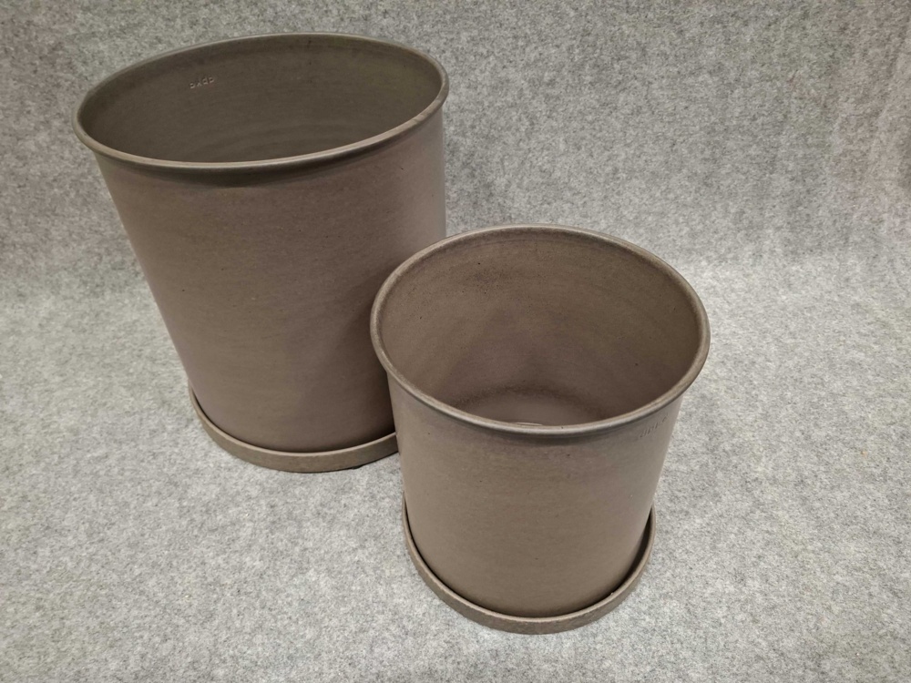 1584893-2 Plant pots with saucers - DBKD Plant Pot Large, brown, two sizes