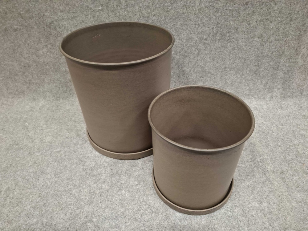 1584894-2 Plant pots with saucers - DBKD Plant Pot Large, brown, two sizes