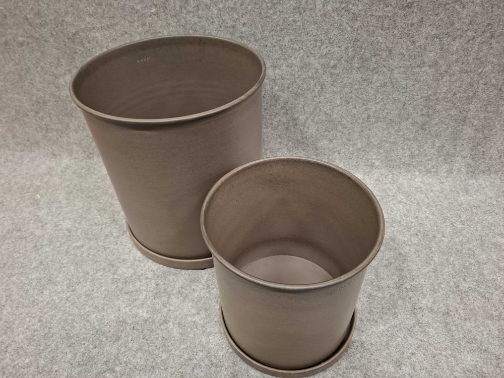 1584895-2 Plant pots with saucers - DBKD Plant Pot Large, brown, two sizes