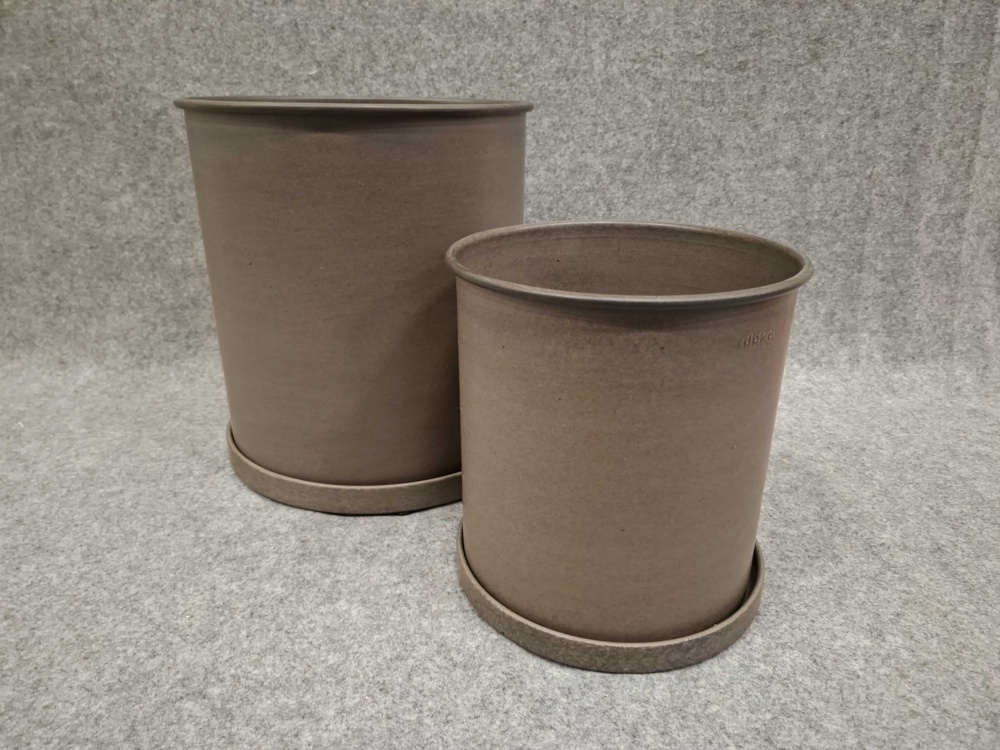 1584896-1 Plant pots with saucers - DBKD Plant Pot Large, brown, two sizes