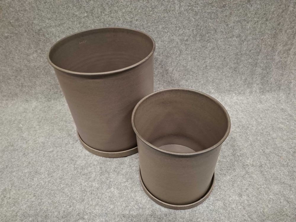 1584896-2 Plant pots with saucers - DBKD Plant Pot Large, brown, two sizes