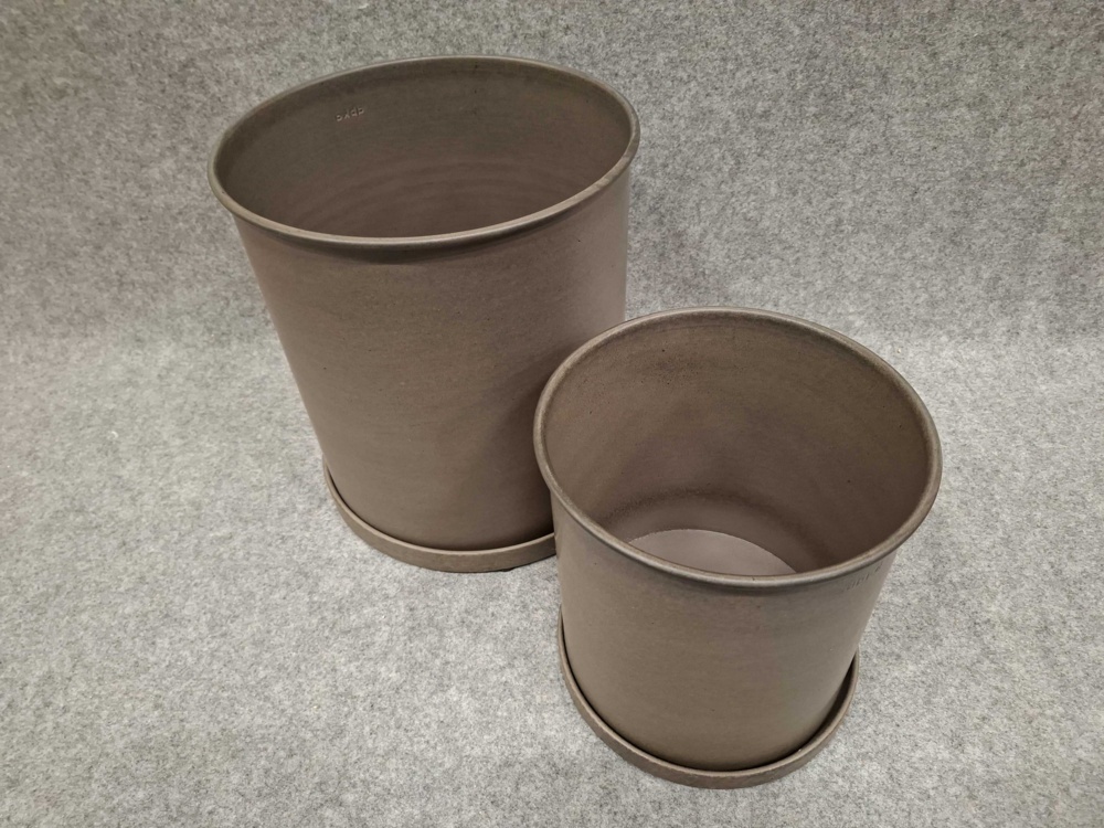 1584897-2 Plant pots with saucers - DBKD Plant Pot Large, brown, two sizes