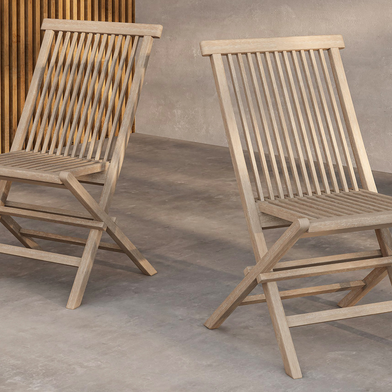 1585109-1 KENYADining chairs 2-Pack TEAK Whitewashed. Available in package VENTURE HOME