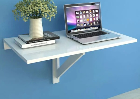 Wall-mounted folding table white 100x60 cm. Comes in cardboard, not checked.
