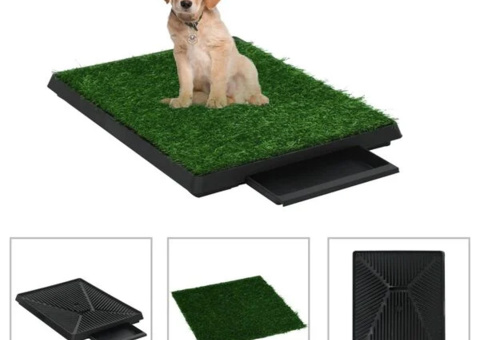 Pet toilet with trough & artificial grass green 63x50x7 cm WC. Available in cardboard not checked