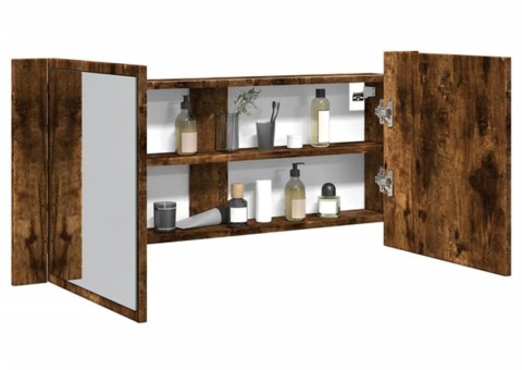 Bathroom mirror cabinet, smoked oak, 100x12x45 cm