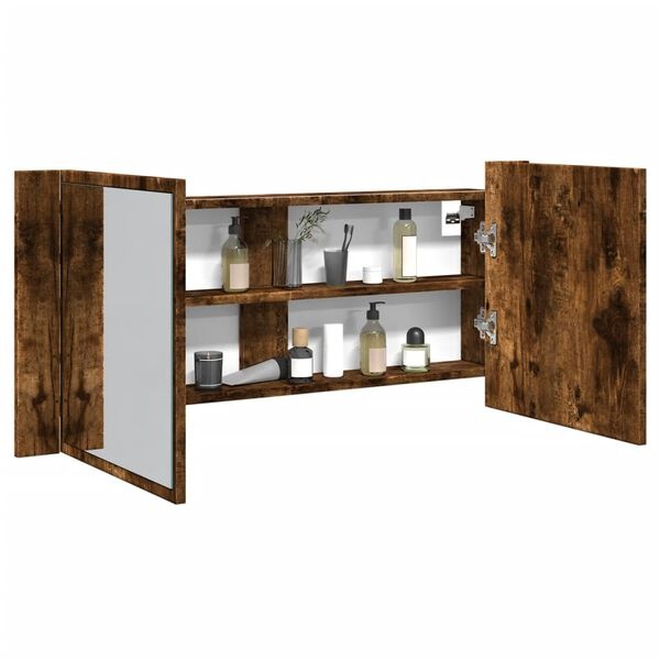 1585131-1 Bathroom mirror cabinet, smoked oak, 100x12x45 cm