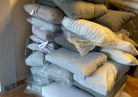 33 different outdoor cushions, different sizes/colors