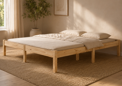 Bed frame solid pine 160x200 cm. Note mattress not included. Comes in carton not checked