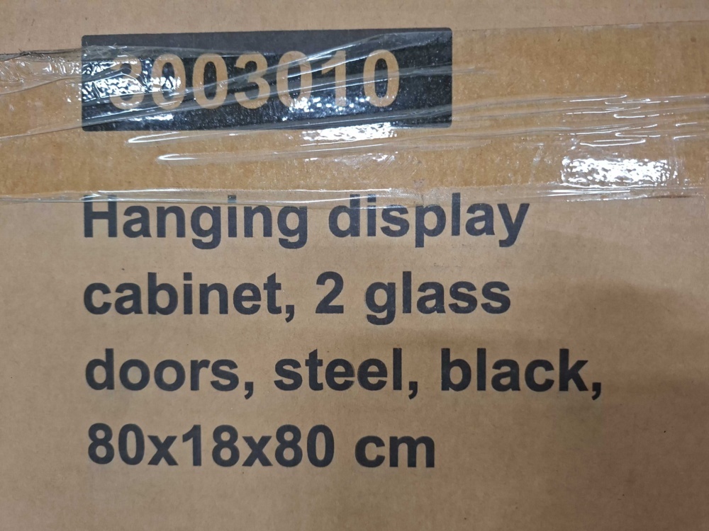 1584904-2 Wall display cabinet, 1 pc - House Nordic Brisbane, black steel and two glass doors