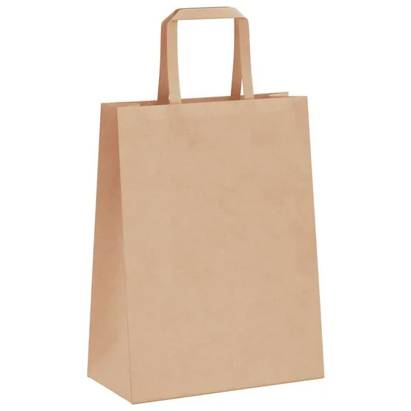 1585151-1 Papperspåsar 250 st med handtag brun 21x11x28 cm