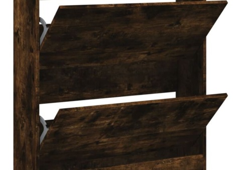 Shoe shelf smoke-colored oak 80x21x87.5 cm engineered wood. In cardboard not checked