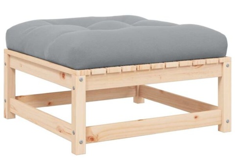 Fotpall med dyna för trädgården massiv furu. Mått 70x70x30 cm
