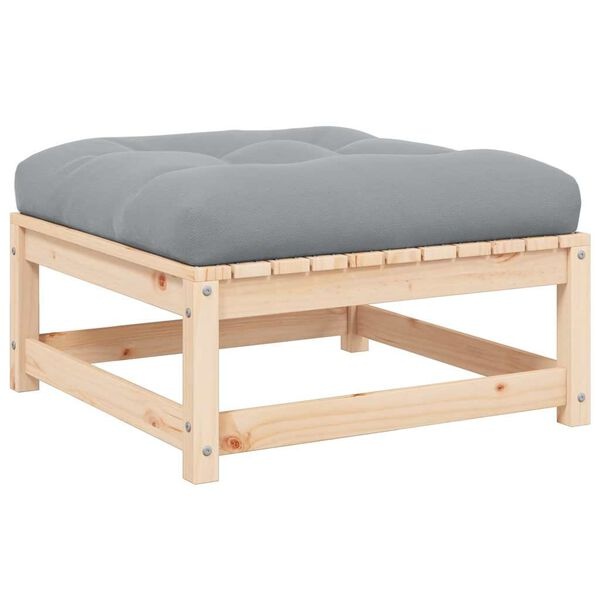 1585161-1 Fotpall med dyna för trädgården massiv furu. Mått 70x70x30 cm