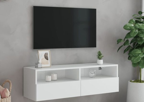 Väggmonterad tv-bänk vit 100x30x30 cm i mdf. Finns i kartong ej kontrollerat