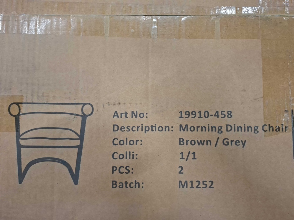 1584905-2 Dining chairs, 2 pcs - Venture Home Morning, grey bouclé and brown steel frame