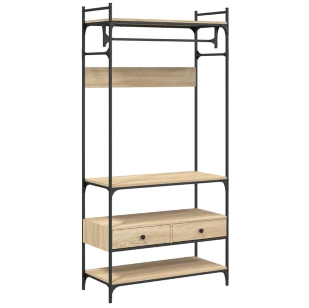 1585769-1 Garderob med lådor sonoma-ek 89x39x184,5 cm konstruerat trä. Obs klädstång saknas