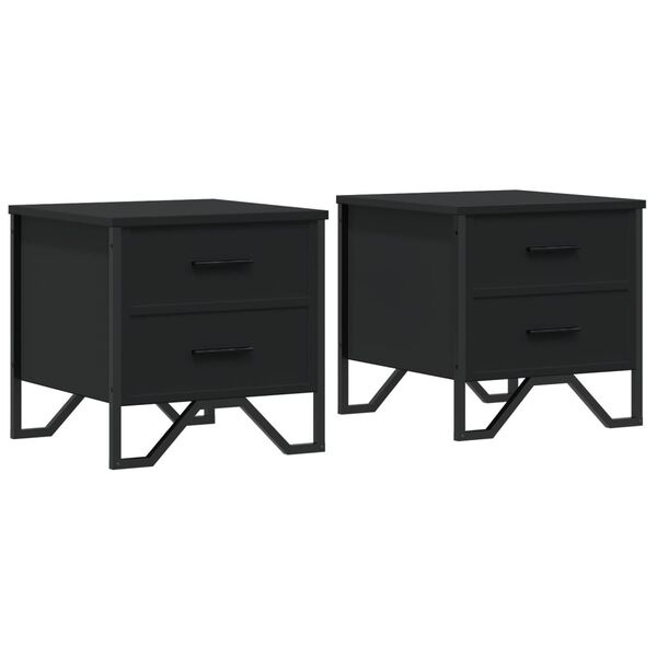 1585781-1 Bedside table 2 pcs black 40x41x40 cm engineered wood