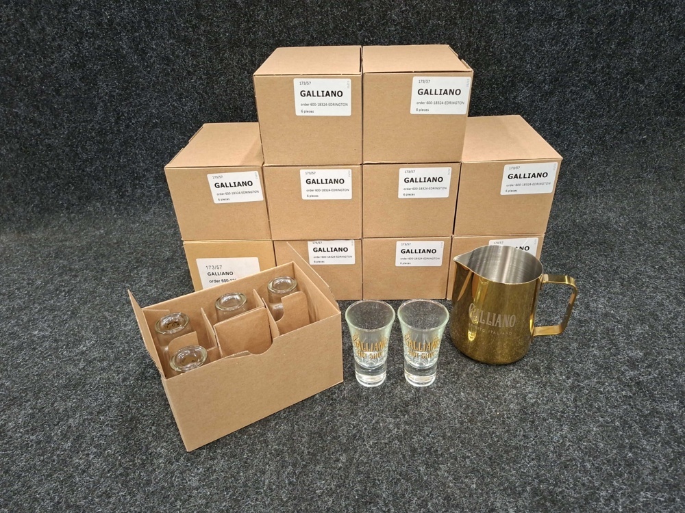 1585707-2 Assortment of Galliano shot glasses and pitchers