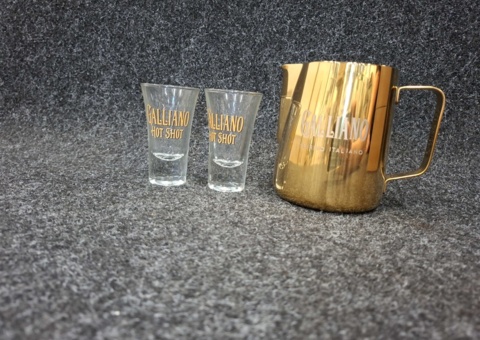 Assortment of Galliano shot glasses and pitchers