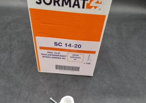 Cable clips, approx. 3800 pcs - Sormat SC 14-20, white with nails