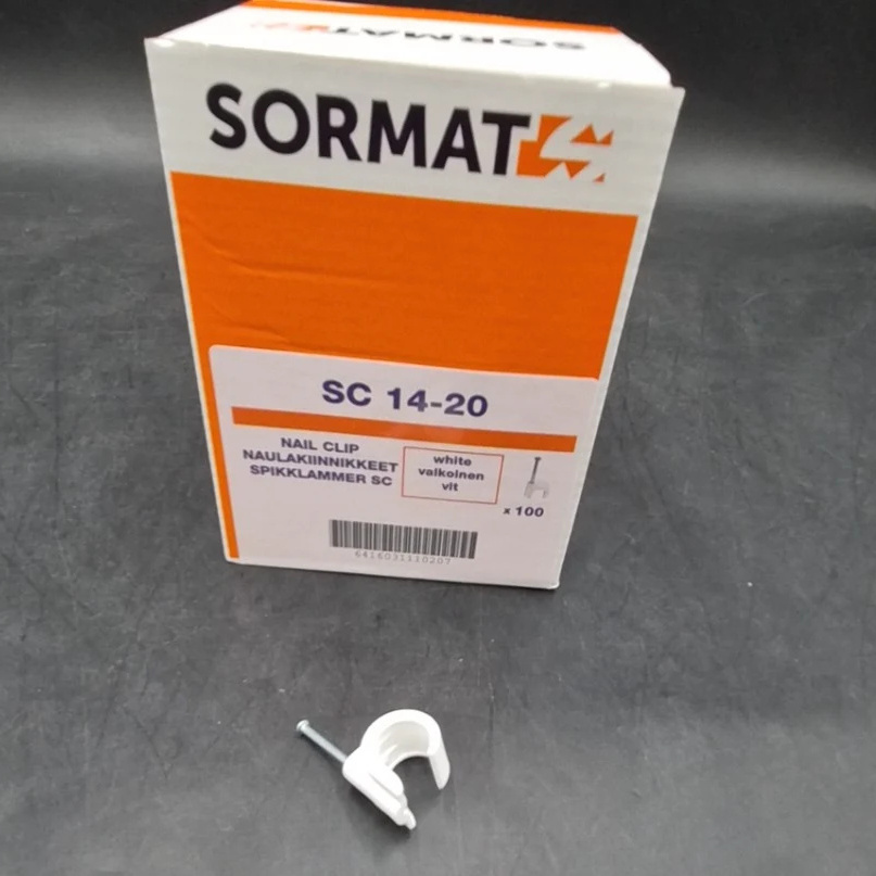 1585969-1 Cable clips, approx. 3800 pcs - Sormat SC 14-20, white with nails